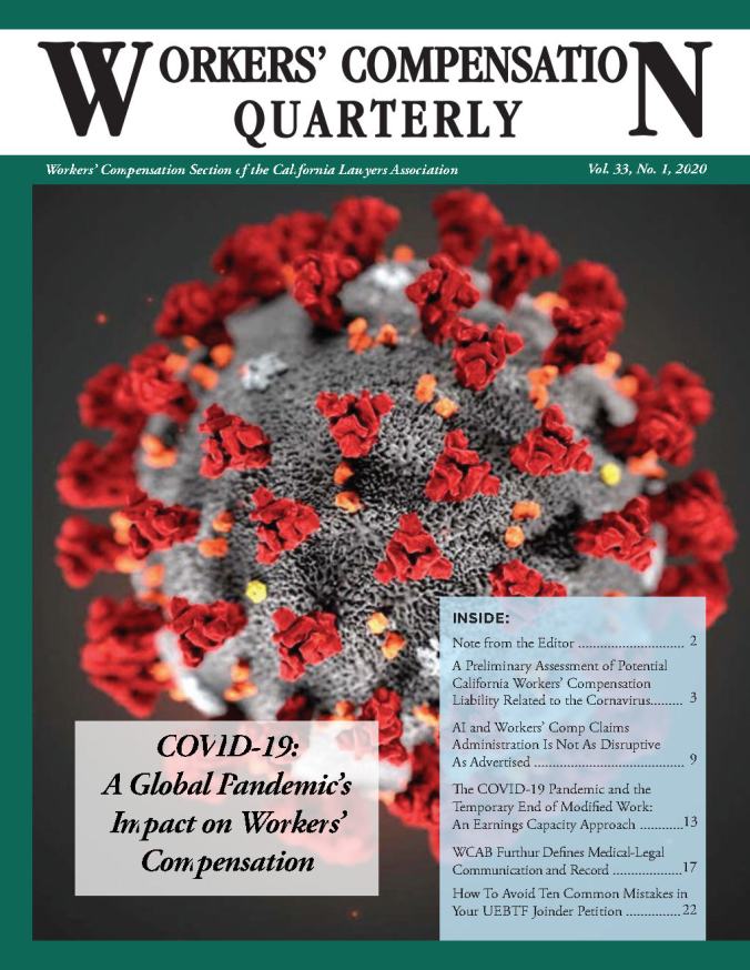 WC QUARTERLY VOL 33 No.1 WCAB FURTHER DEFINES MED-LEGAL COMMUNICATION...